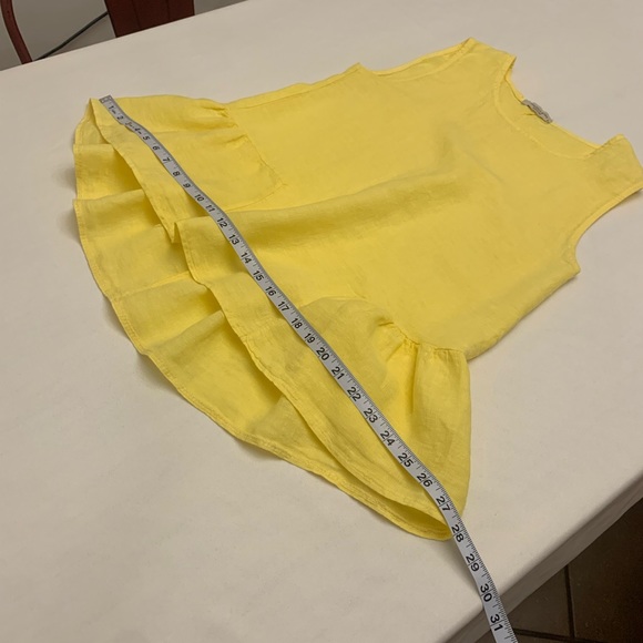 Francesca Bettini yellow 100% linen peplum sleeveless top size M - Picture 8 of 12